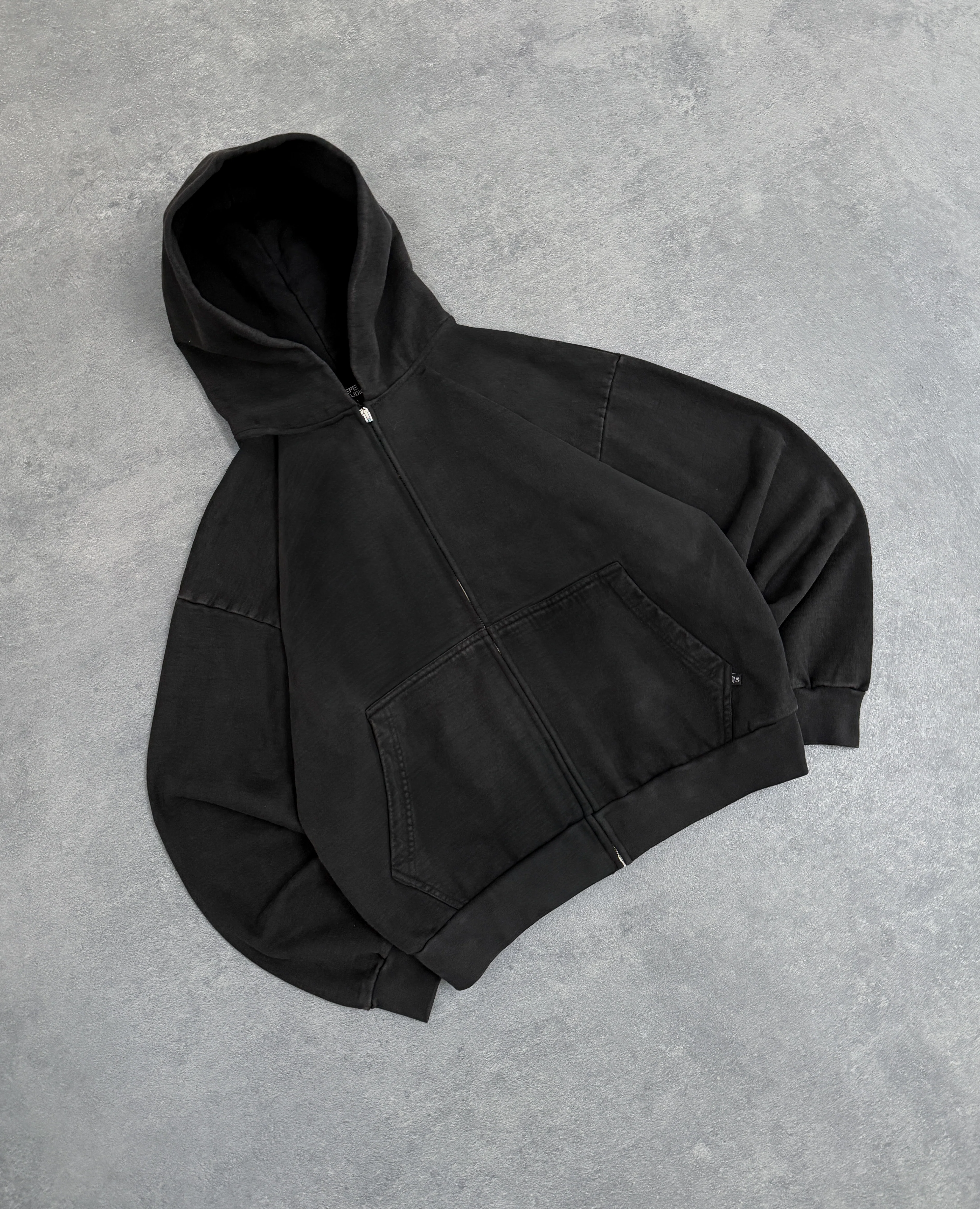 BLACK FADED ZIP-HOODIE - Image 4