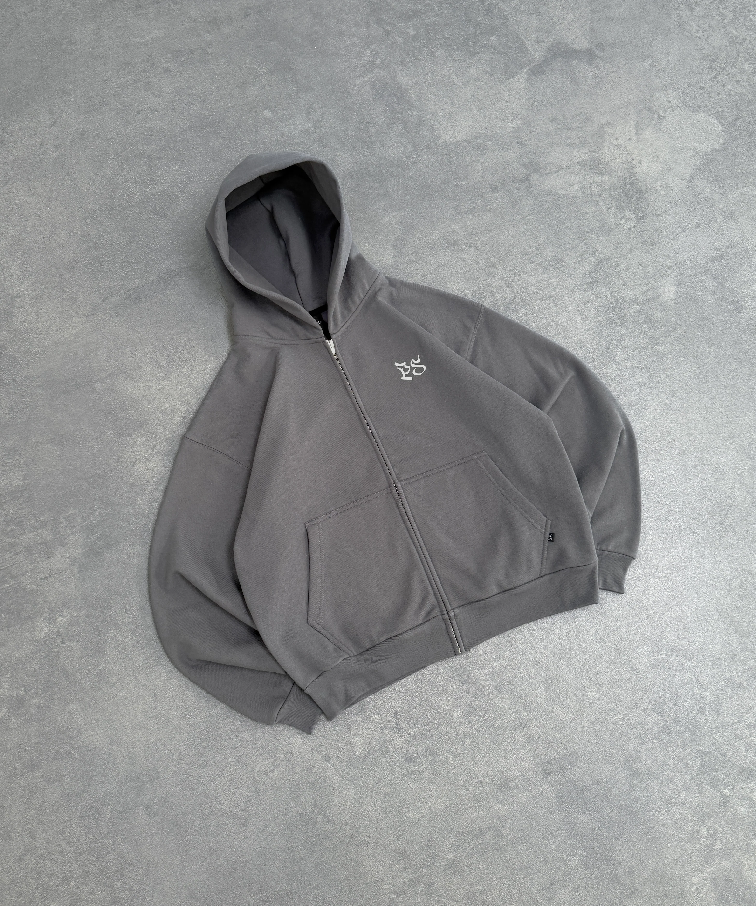 CHARCOAL GRAY ZIP-HOODIE - Image 3
