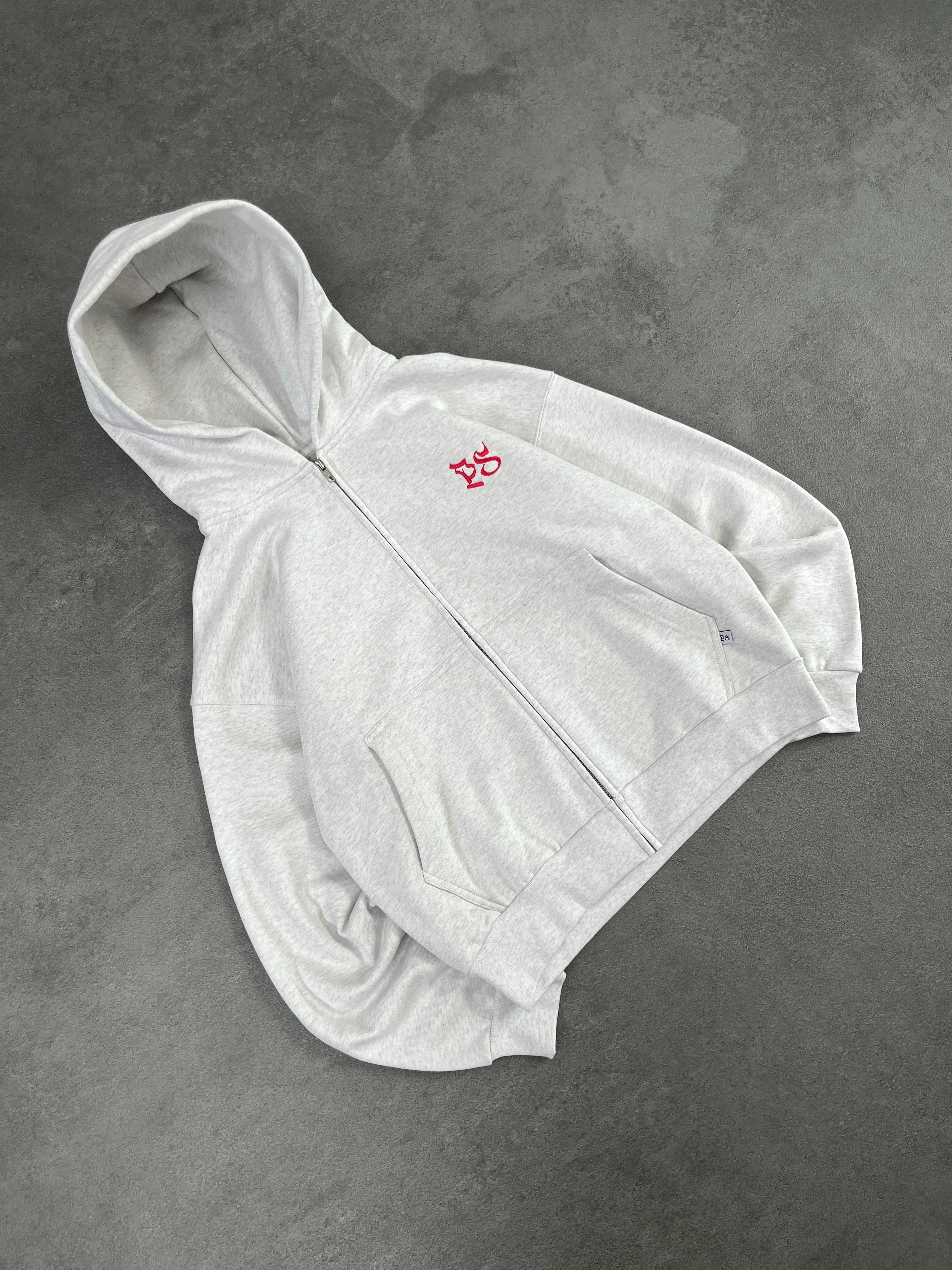 LIGHT GRAY ZIP-HOODIE - Image 5